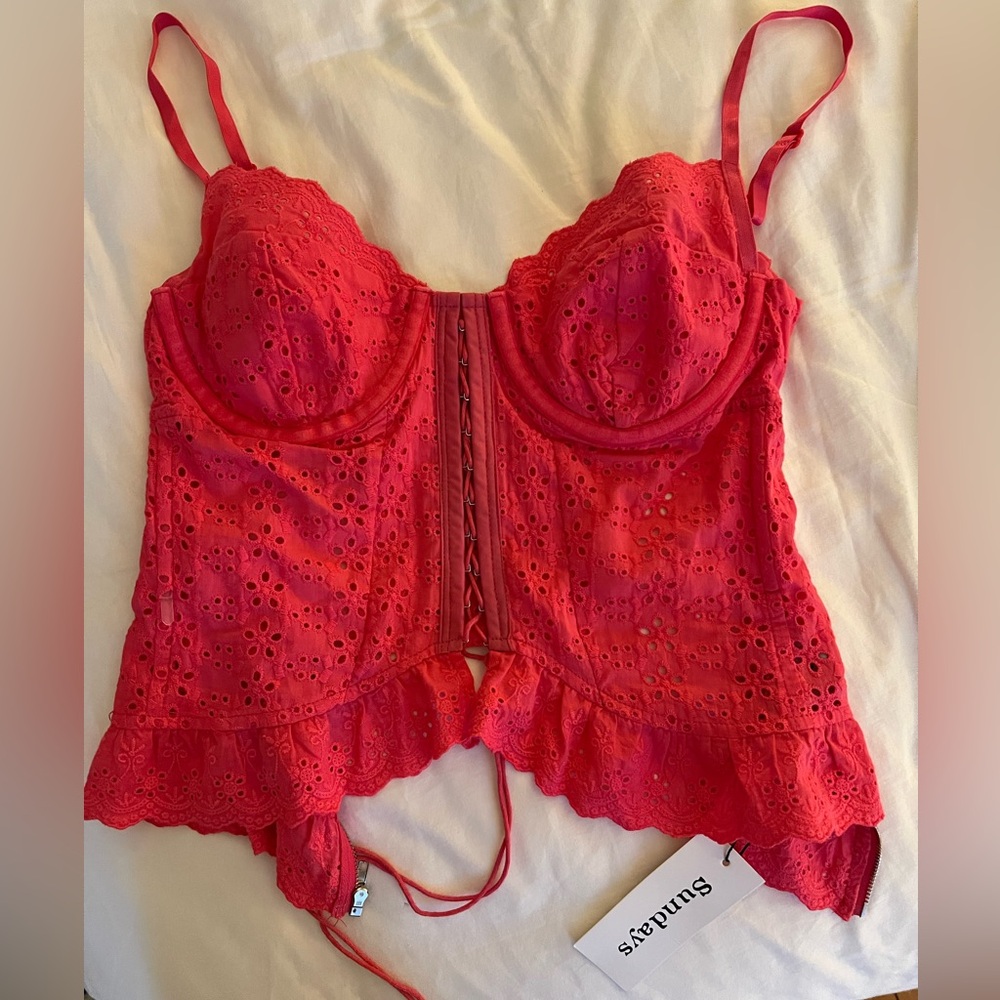 Pink eyelet corset top NWT (new with tags)
